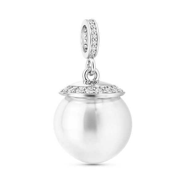 Серебряная подвеска с жемчугом и фианитами (арт. 7503/830жбП) – изображение 1