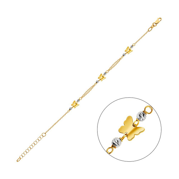 Браслет "Бабочки" из желтого и белого золота (арт. 325425жб) – изображение 1