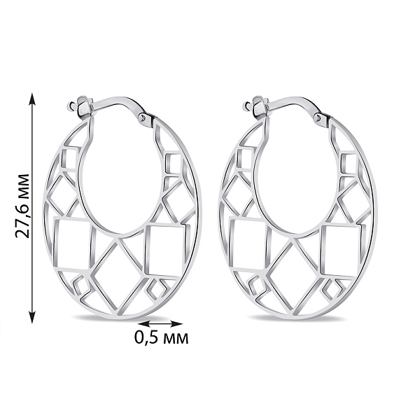 Серебряные серьги без камней (арт. 7502/9362) – изображение 2