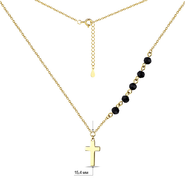 Колье серебряное Крестик с желтым родированием с ониксом (арт. 7507/1964жо) – изображение 3