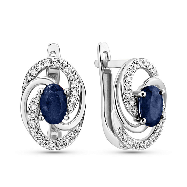 Сережки из белого золота с сапфиром и бриллиантами (арт. С011050бс) – изображение 1