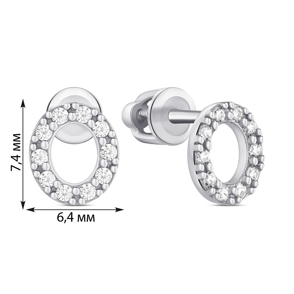 Серебряные пусеты с дорожкой из фианитов (арт. 7518/1094всю) – изображение 2