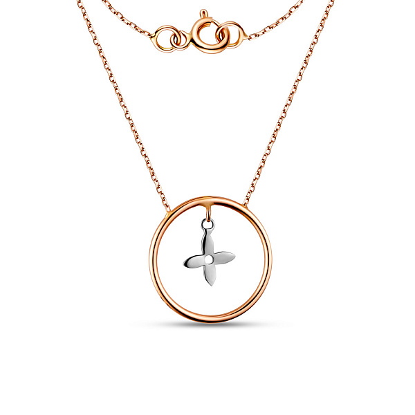 Золотое колье с подвеской «Цветочек» (арт. 351052) – изображение 2
