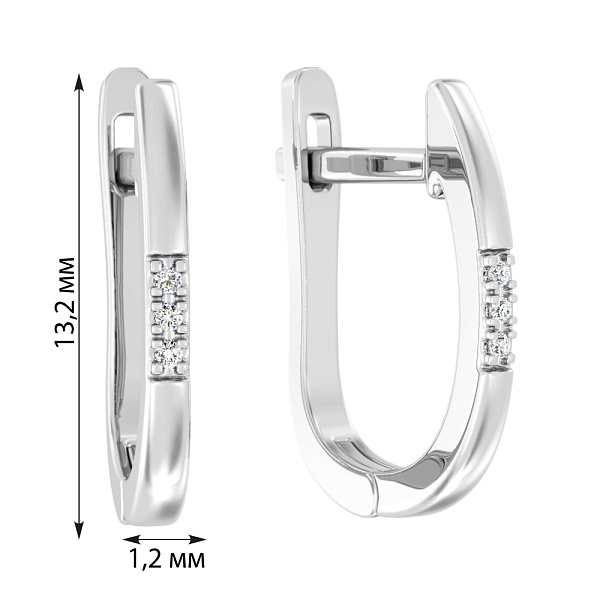 Сережки в белом цвете металла с бриллиантами (арт. С011198б) – изображение 3