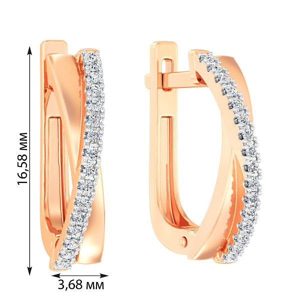 Серьги из красного золота с бриллиантами (арт. С011055010) – изображение 2
