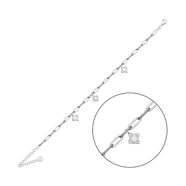 Срібний браслет Квіти на ногу (арт. 7509/5012н) – зображення 1