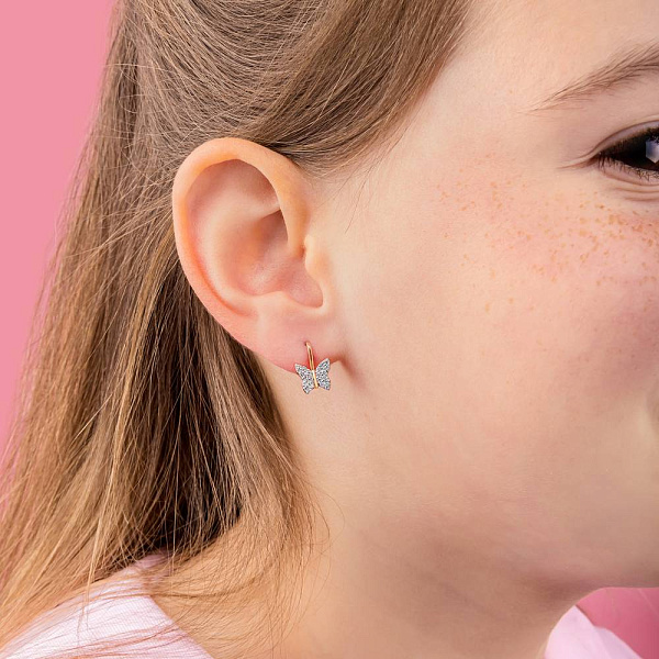 Золоті сережки Метелики з фіанітами (арт. 110044) – зображення 2