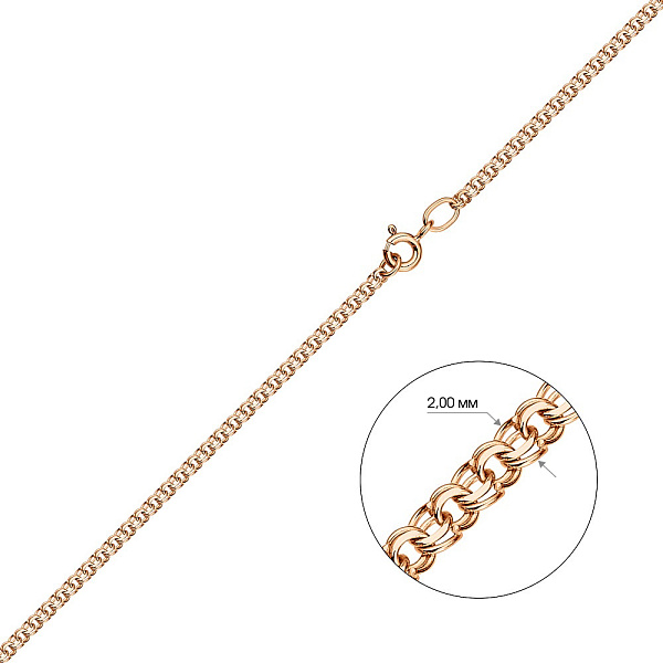 Цепь из красного золота плетения Бисмарк (арт. ц300304) – изображение 2