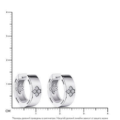 Сережки-кільця зі срібла &quot;Клевер&quot; з фіанітами  (арт. 7502/4495/15)