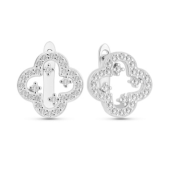 Серебряные серьги Клевер с фианитами (арт. 7502/10098/10)