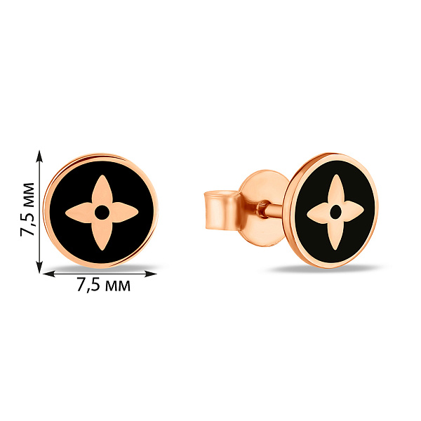 Золотые серьги-пусеты с эмалью (арт. 109948еч) – изображение 2