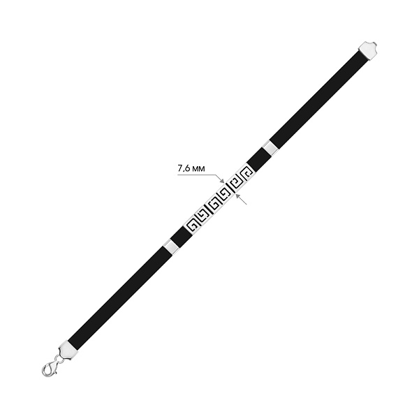 Срібний браслет з каучуком (арт. 7609/4051) – зображення 2