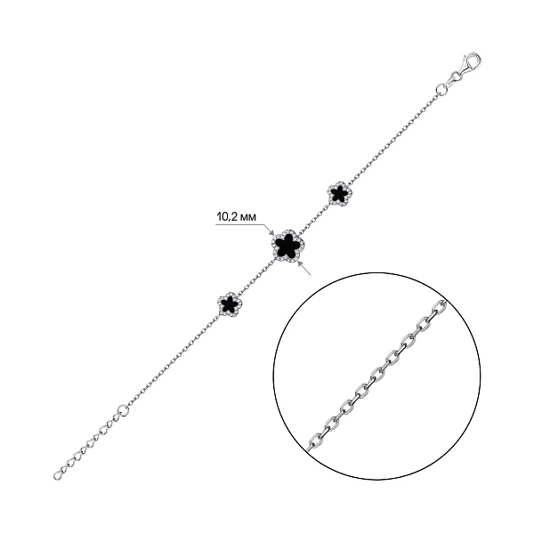 Серебряный браслет с ониксом и фианитами (арт. 7509/4801о) – изображение 2