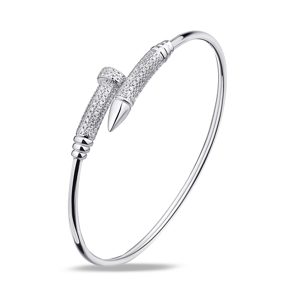 Жесткий серебряный браслет в форме гвоздя (арт. 7509/3798) – изображение 1