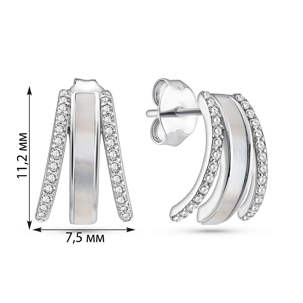 Серебряные серьги с перламутром и фианитами (арт. 7518/6970п) – изображение 2