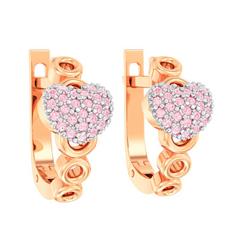 Детские золотые серьги с розовыми фианитами  (арт. 110486р)