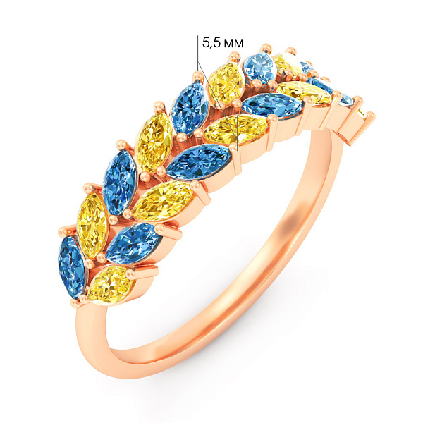 Золота каблучка Колосок з фіанітами (арт. 141339гж) – зображення 4