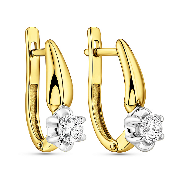 Сережки из желтого золота с фианитами (арт. 112400ж) – изображение 1