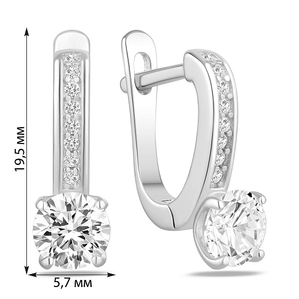 Серебряные серьги с крупным фианитом (арт. 7502/10464) – изображение 2