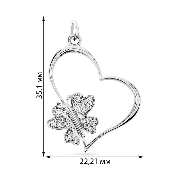 Золотий кулон Сердечко з фіанітами (арт. 440220б) – зображення 2