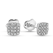 Фото Золотые серьги Квадраты с бриллиантами (арт. С341331010б)