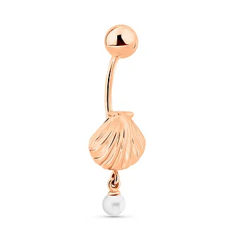 Золотий пірсинг для пупка з перлиною (арт. 360242)