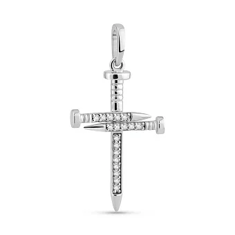 Хрестик з білого золота з діамантами (арт. 3111637202)