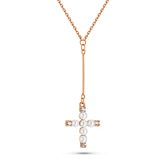 Золотое колье с жемчугом (арт. 352606прлб)