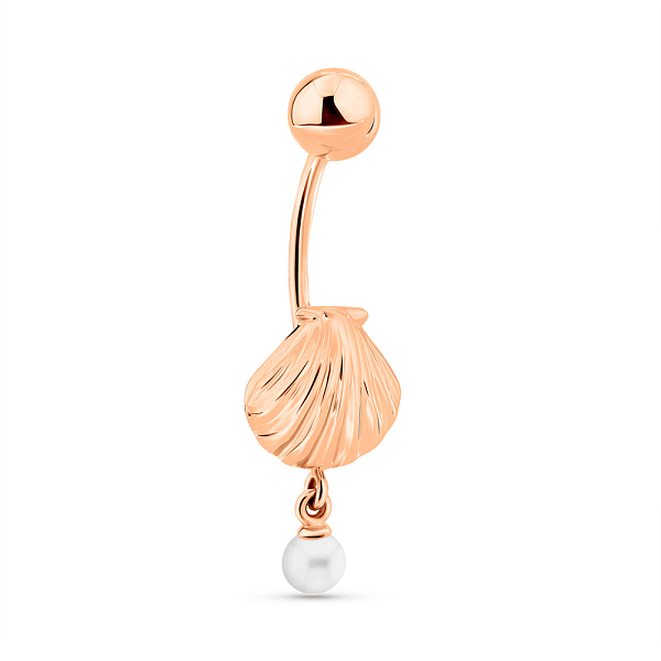 Золотий пірсинг для пупка з перлиною (арт. 360242) – зображення 1