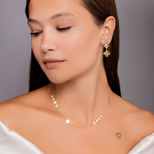 Золоте кольє Конюшина з алмазною гранню (арт. 352981ж) – зображення 4