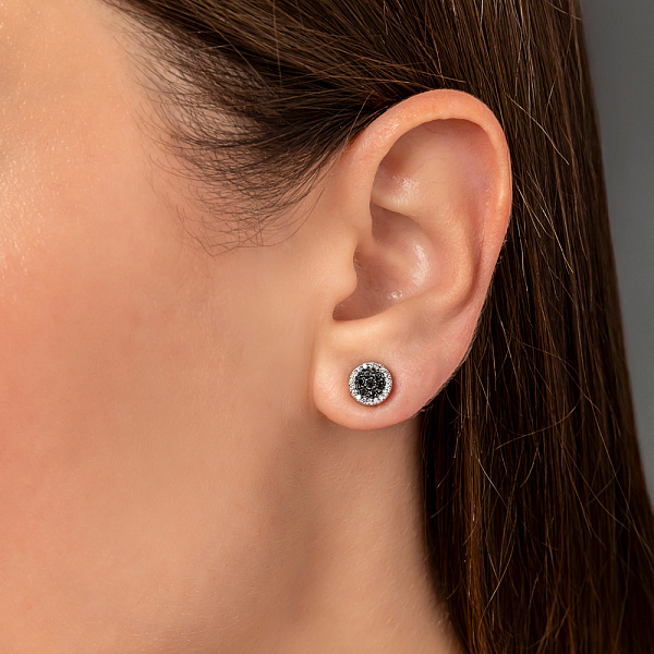 Сережки-пусети з білого золота з діамантами (арт. 2191335202ч) – зображення 2