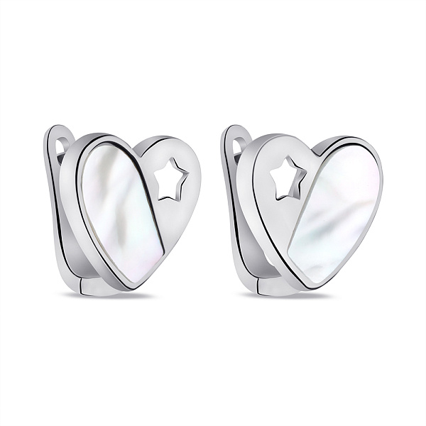 Серебряные серьги Сердечки с перламутром (арт. 7502/9643п) – изображение 1