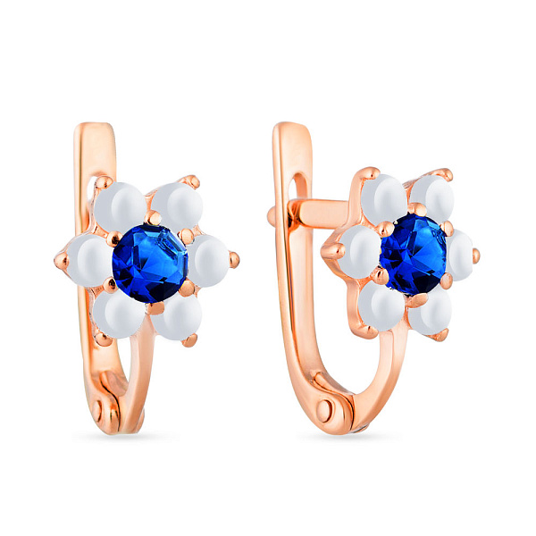 Детские золотые серьги «Цветочки»  с фианитами (арт. 110154сд) – изображение 1