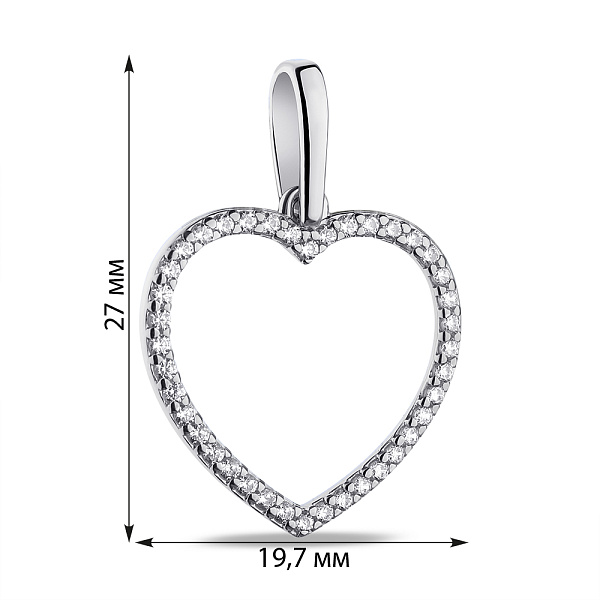 Серебряный кулон Сердце с фианитами (арт. 7503/35202р) – изображение 2