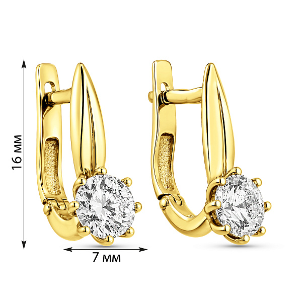 Серьги из желтого золота с фианитами (арт. 112300ж) – изображение 4