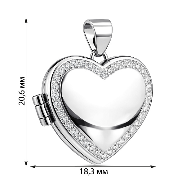 Срібна підвіска Серце для фотографії з фіанітами (арт. 7503/4493) – зображення 4