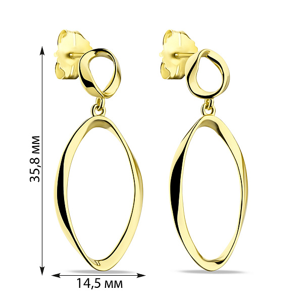 Сережки-підвіски зі срібла з жовтим родіюванням (арт. 7518/6669ж) – зображення 2