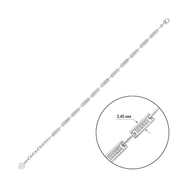Браслет серебряный с белыми фианитами (арт. 7509/2484) – изображение 2