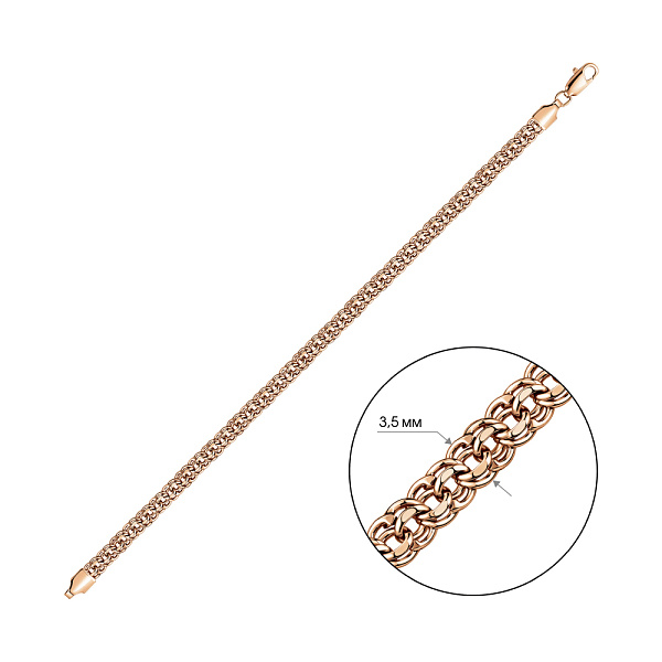 Золотий ланцюговий браслет плетіння Бісмарк (арт. 3103-072) – зображення 2