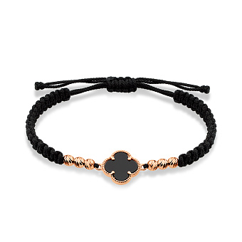 Браслет на нити с ониксом и золотыми вставками (арт. 340102чоа)