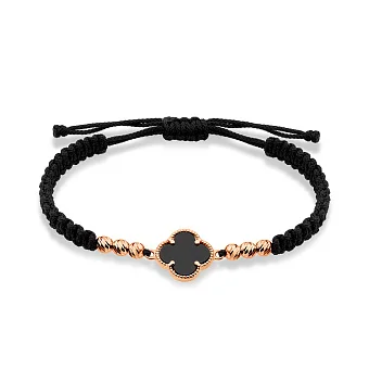 Браслет на нитці з оніксом і золотими вставками (арт. 340102чоа)