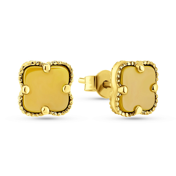 Сережки-пусети з жовтого золота з оніксом (арт. 104811/8жож) – зображення 1