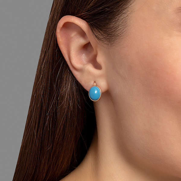 Сережки из красного золота с бирюзой (арт. 111146ПюГГ) – изображение 3