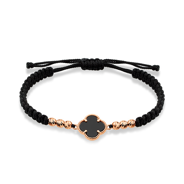 Браслет на нитці з оніксом і золотими вставками (арт. 340102чоа) – зображення 1