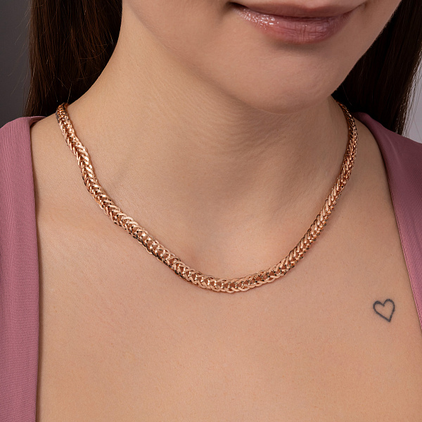 Золотое колье с переплетением без камней (арт. 350543) – изображение 2
