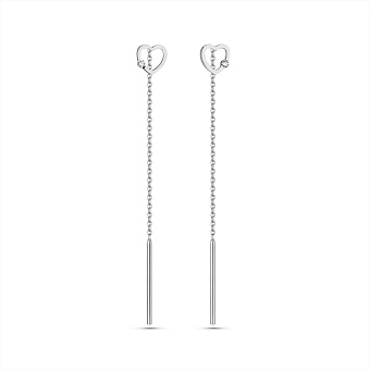 Сережки-протяжки з білого золота з діамантами (арт. С011339005б)