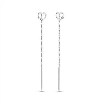 Серьги-протяжки из белого золота с бриллиантами (арт. С011339005б)