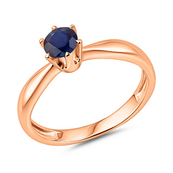 Фото Кольцо из красного золота с сапфиром (арт. 140340Пс)