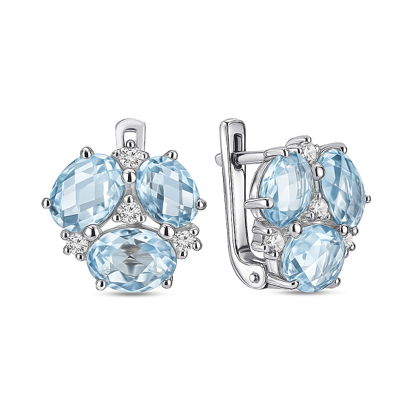 Срібні сережки з блакитним топазом (арт. 7502/2049715Пг) – зображення 1