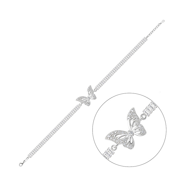 Срібний браслет Метелик з фіанітами (арт. 7509/2177517) – зображення 1